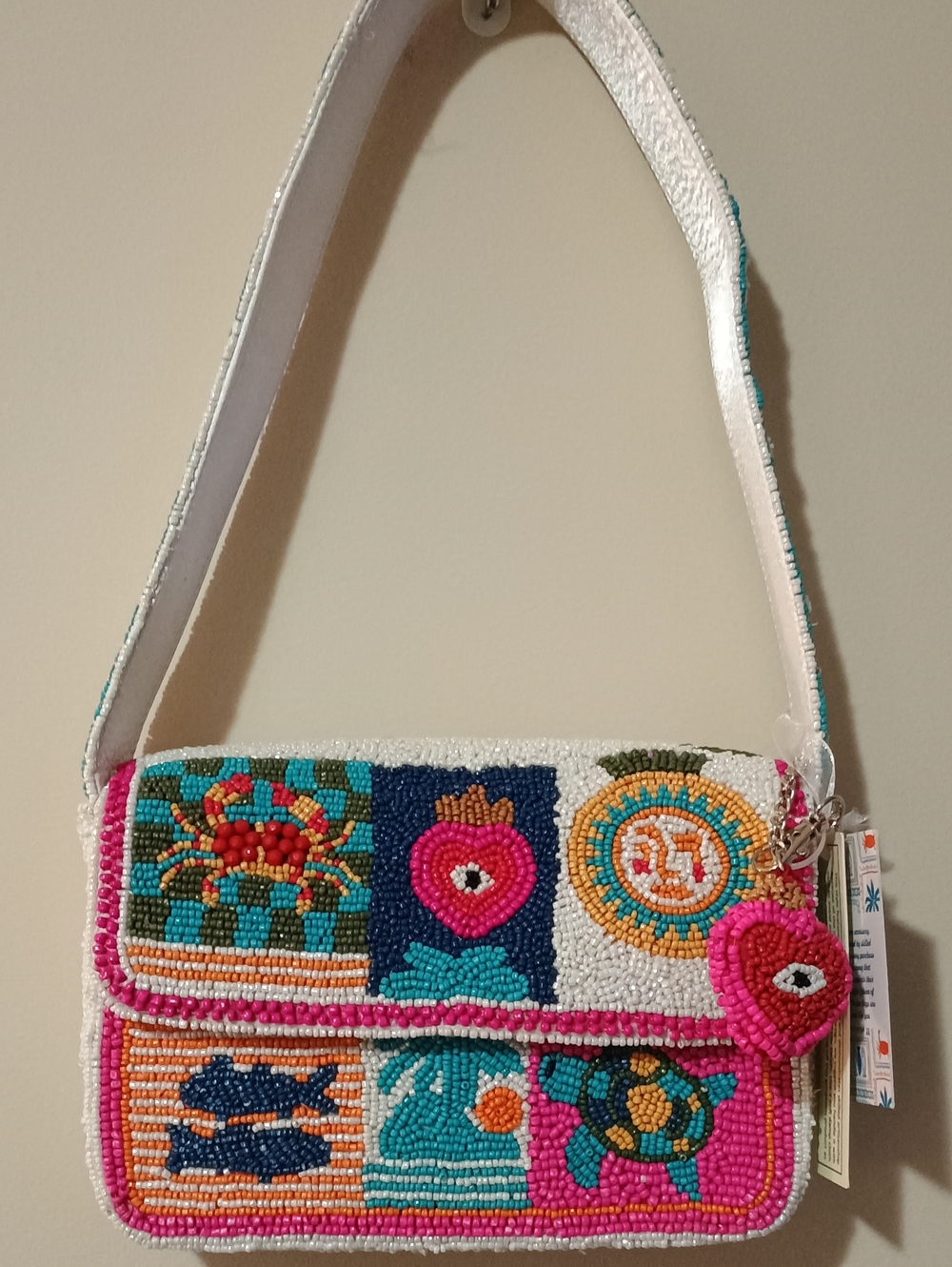 NWT Viral Handcrafted In India Coastal Beaded Evil Eye Charm